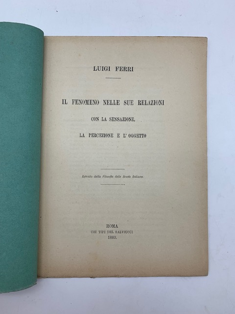 Il fenomeno nelle sue relazioni con la sensazione, la percezione e l'oggetto
